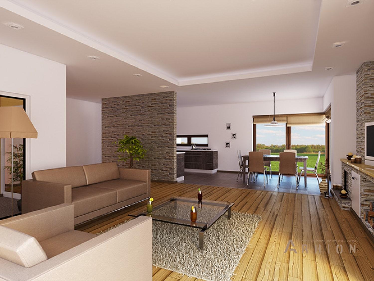 6. Проект одноэтажного дома в стиле лофт с плоской кровлей , 112-240, площадью - 239 кв c сауной, терассой, гаражом